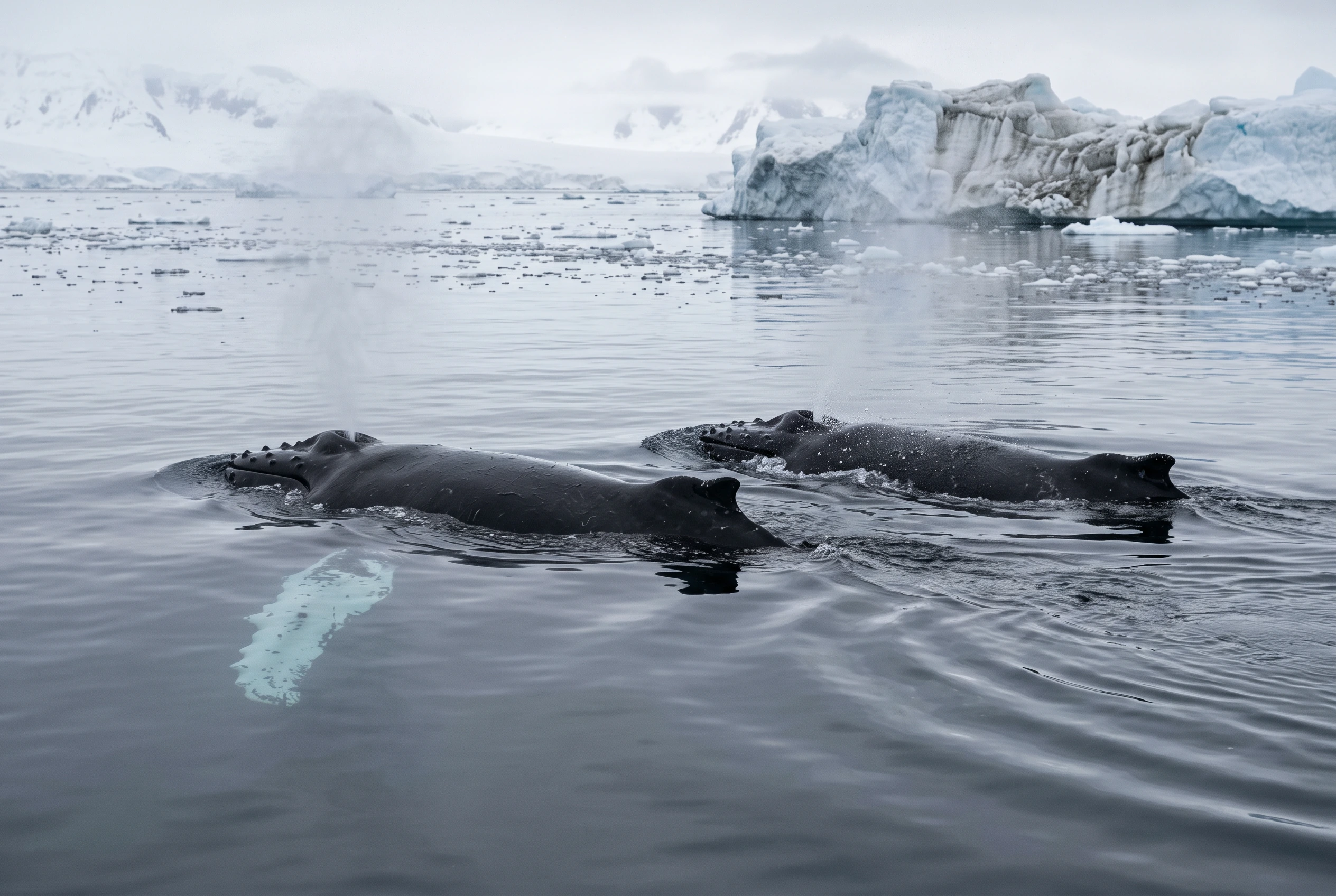 Humpback whales at the surface