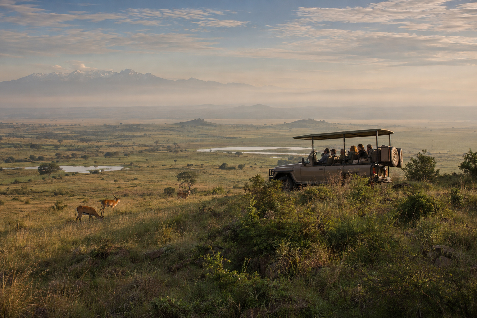 Queen Elizabeth NP · morning game drive · depart Entebbe