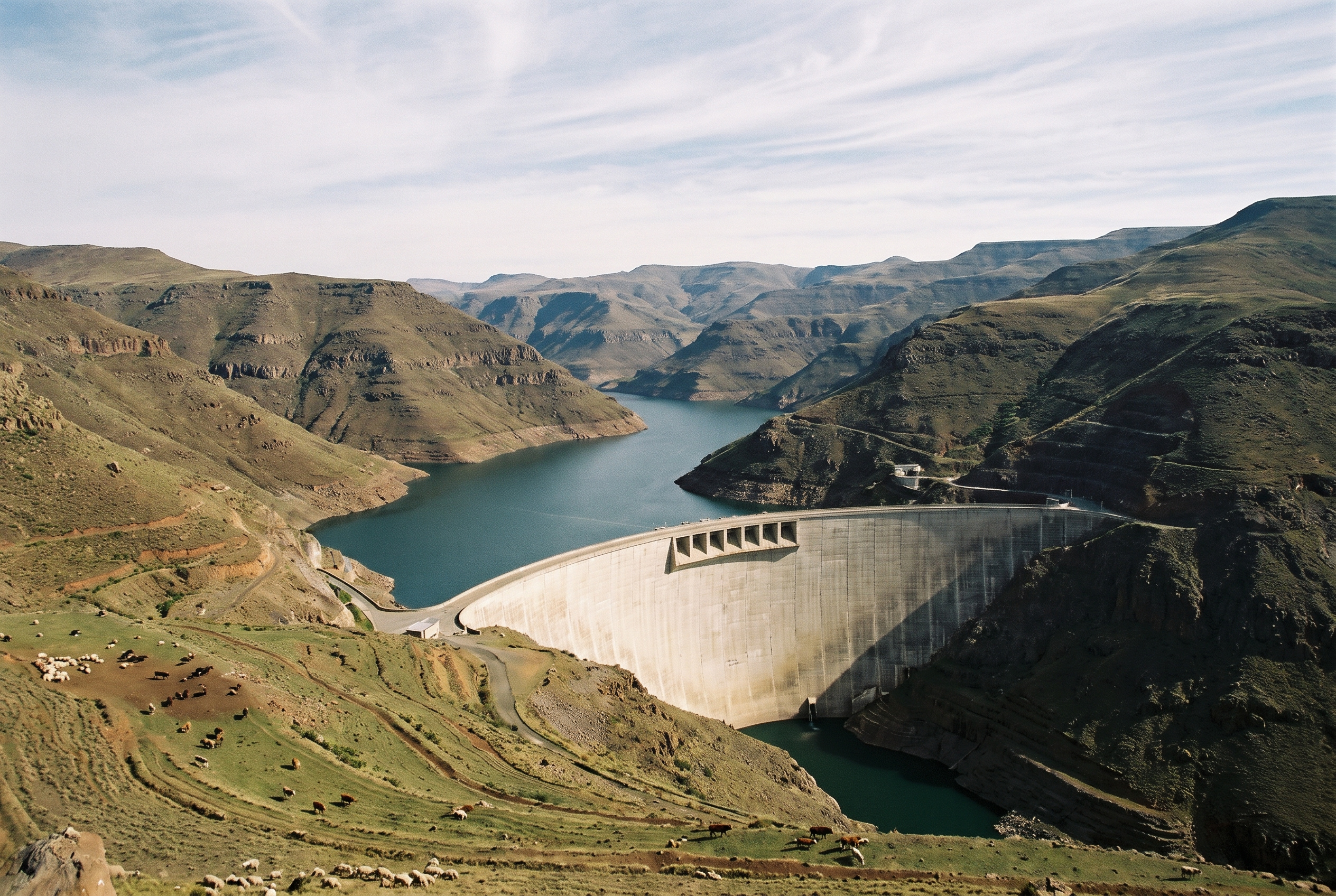 Katse Dam and reservoir in Lesotho's Maloti Mountains