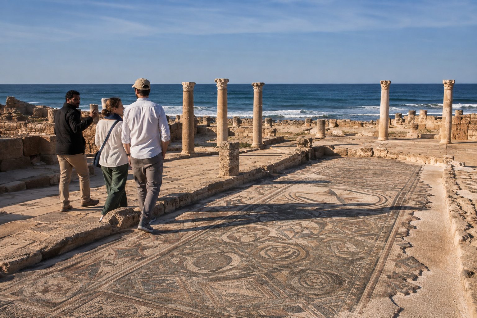 Arrival and Sabratha seafront mosaics