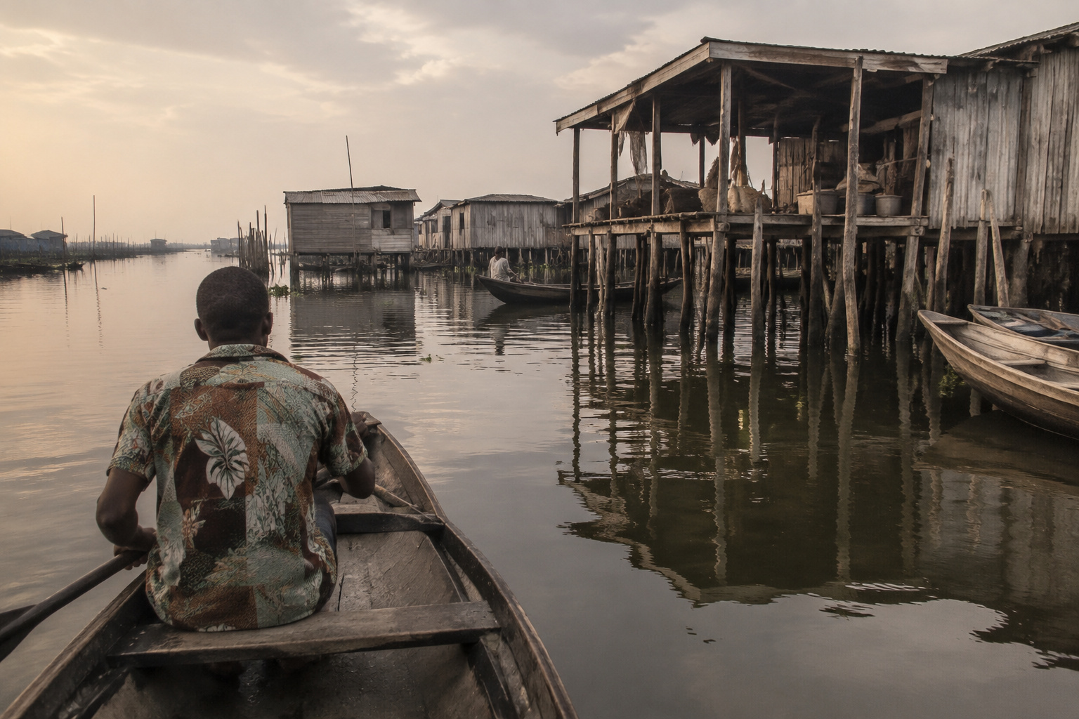 Ganvié by pirogue on Lake Nokoué