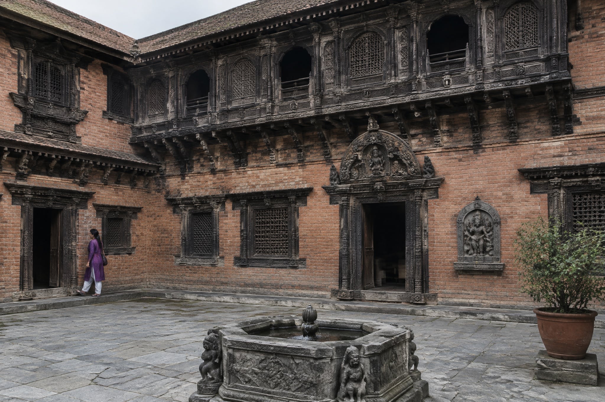 A carved courtyard in Patan, Nepal
