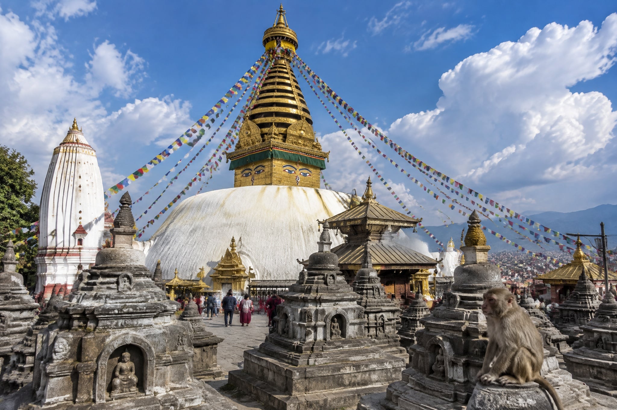 Swayambhunath, the monkey temple above Kathmandu, Nepal