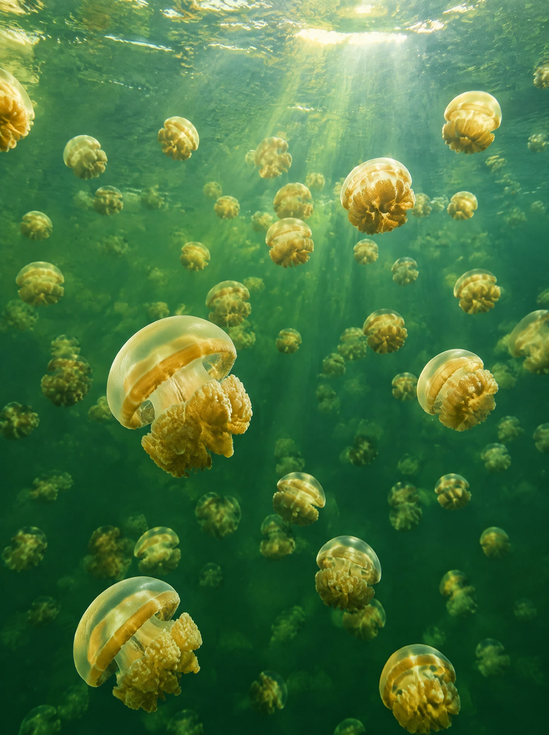 Golden jellyfish in Jellyfish Lake, Palau