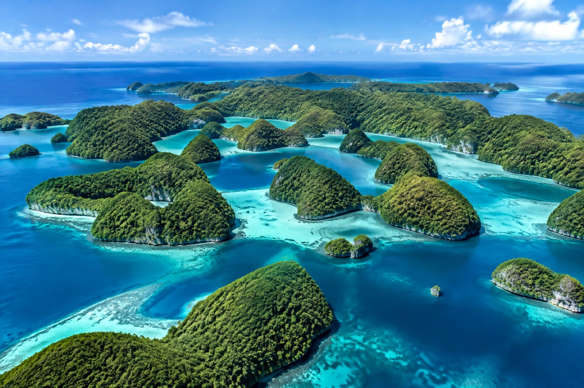 The limestone Rock Islands of Palau's Southern Lagoon