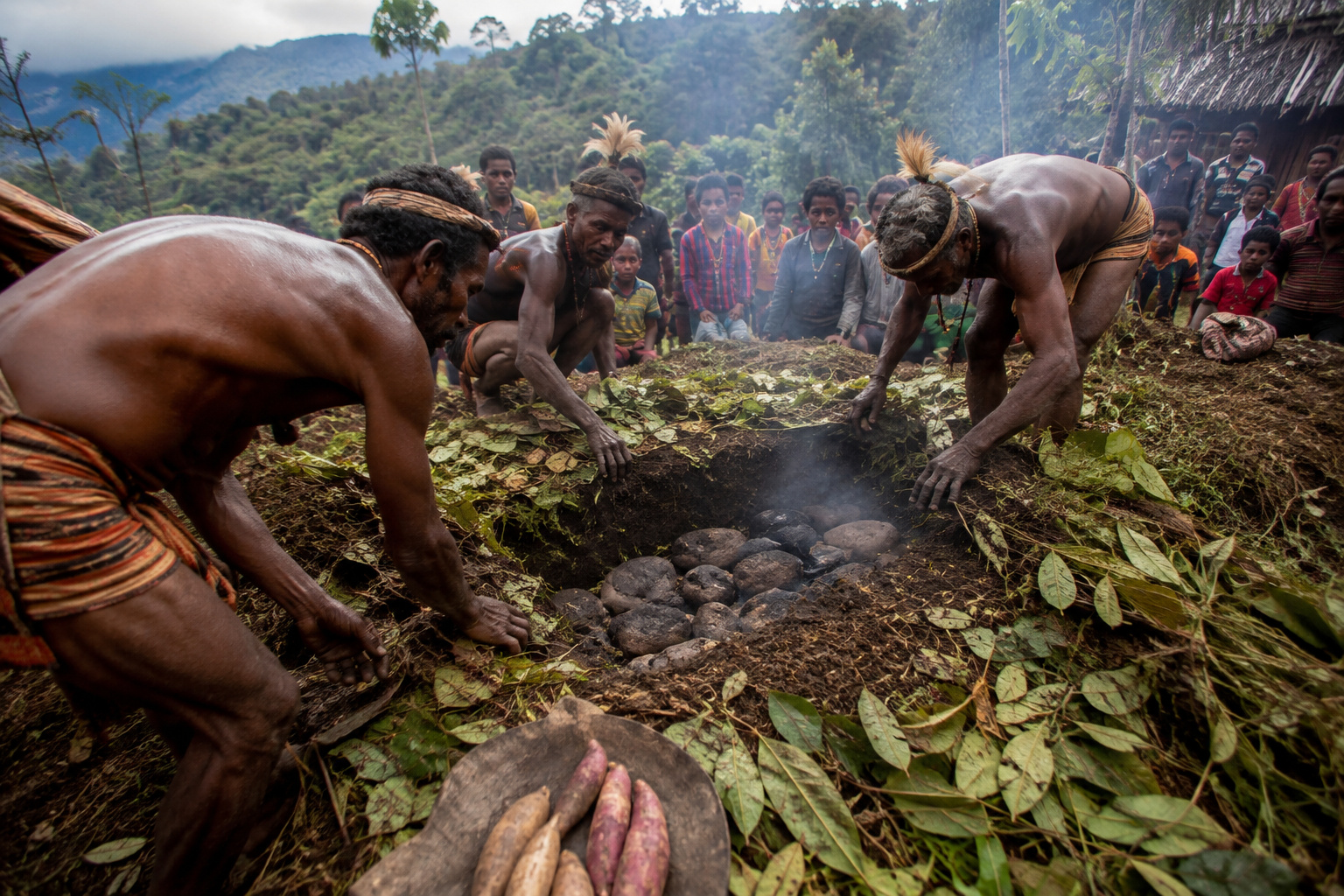 The Highlands village day · the Mumu feast