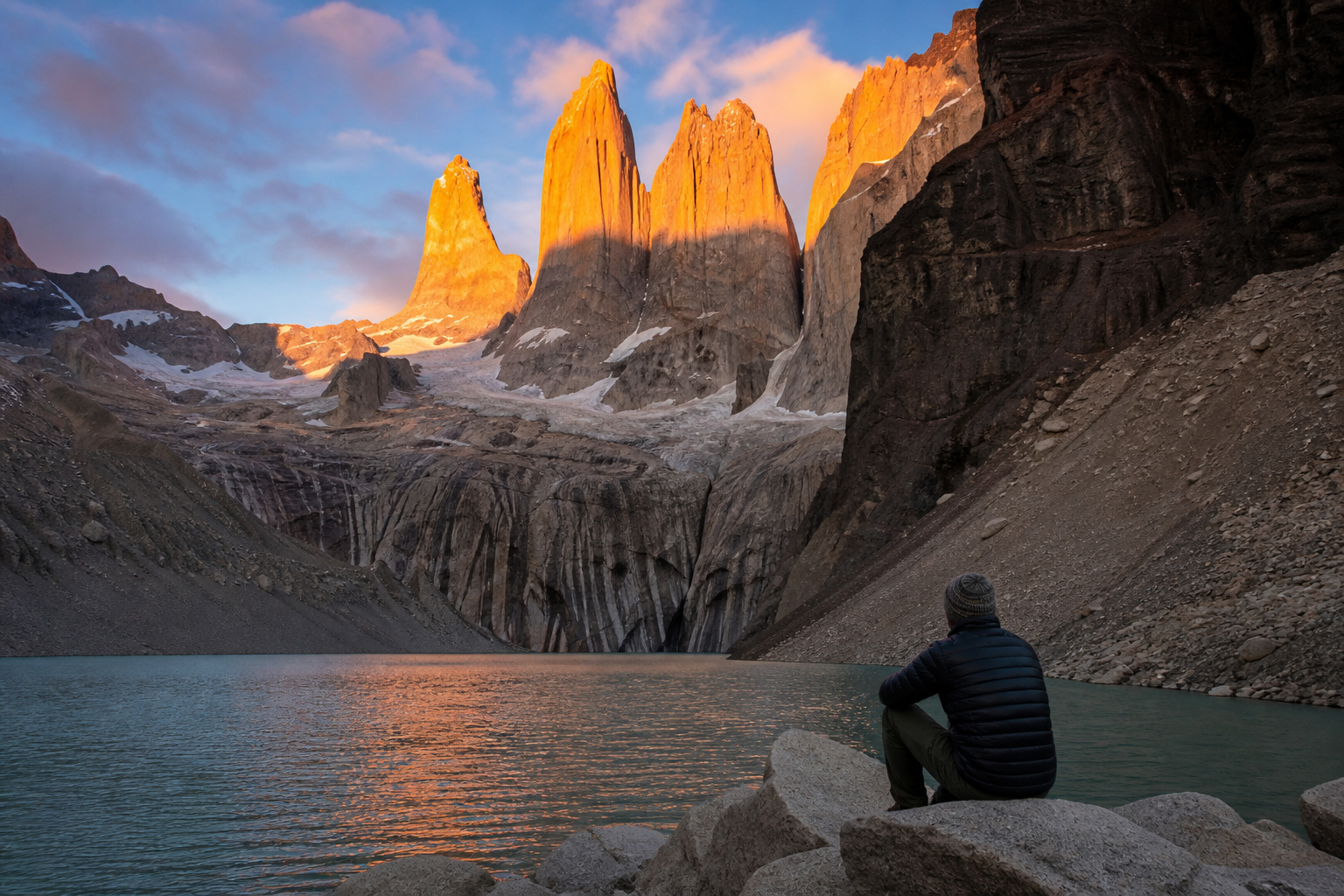 Base de las Torres · the dawn towers → Puerto Natales