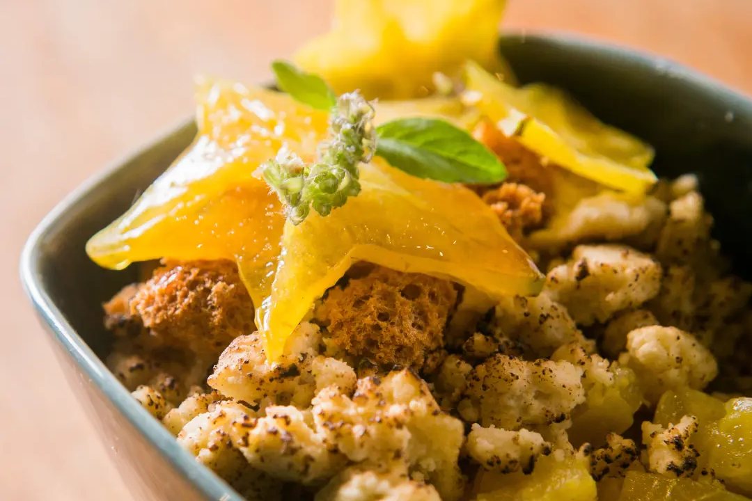 Starfruit over a Brazil nut crumble