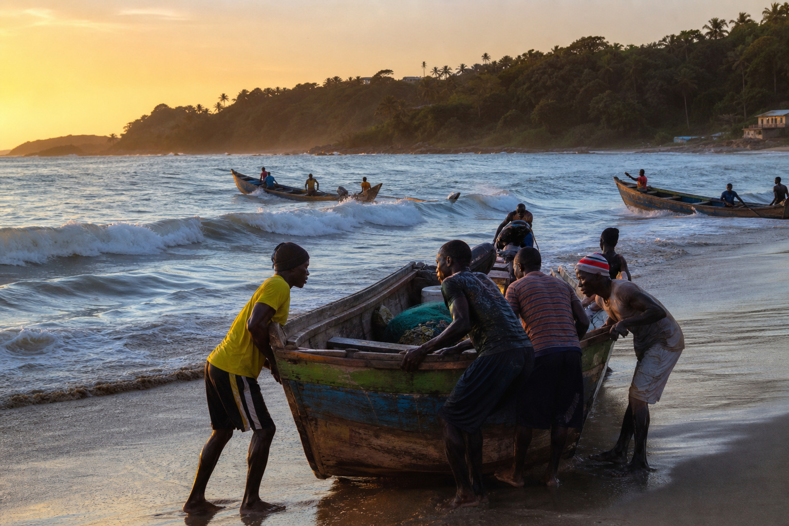 Robertsport · surf, Lake Piso & the fleet