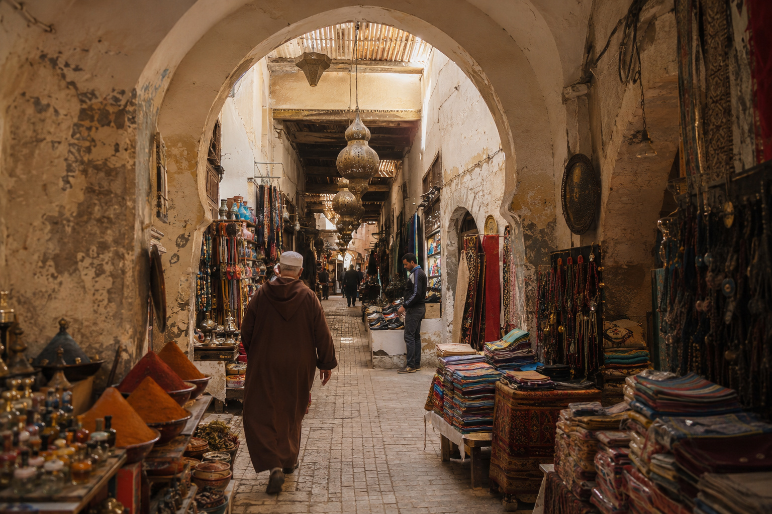 A covered souk in the medina of Tunis