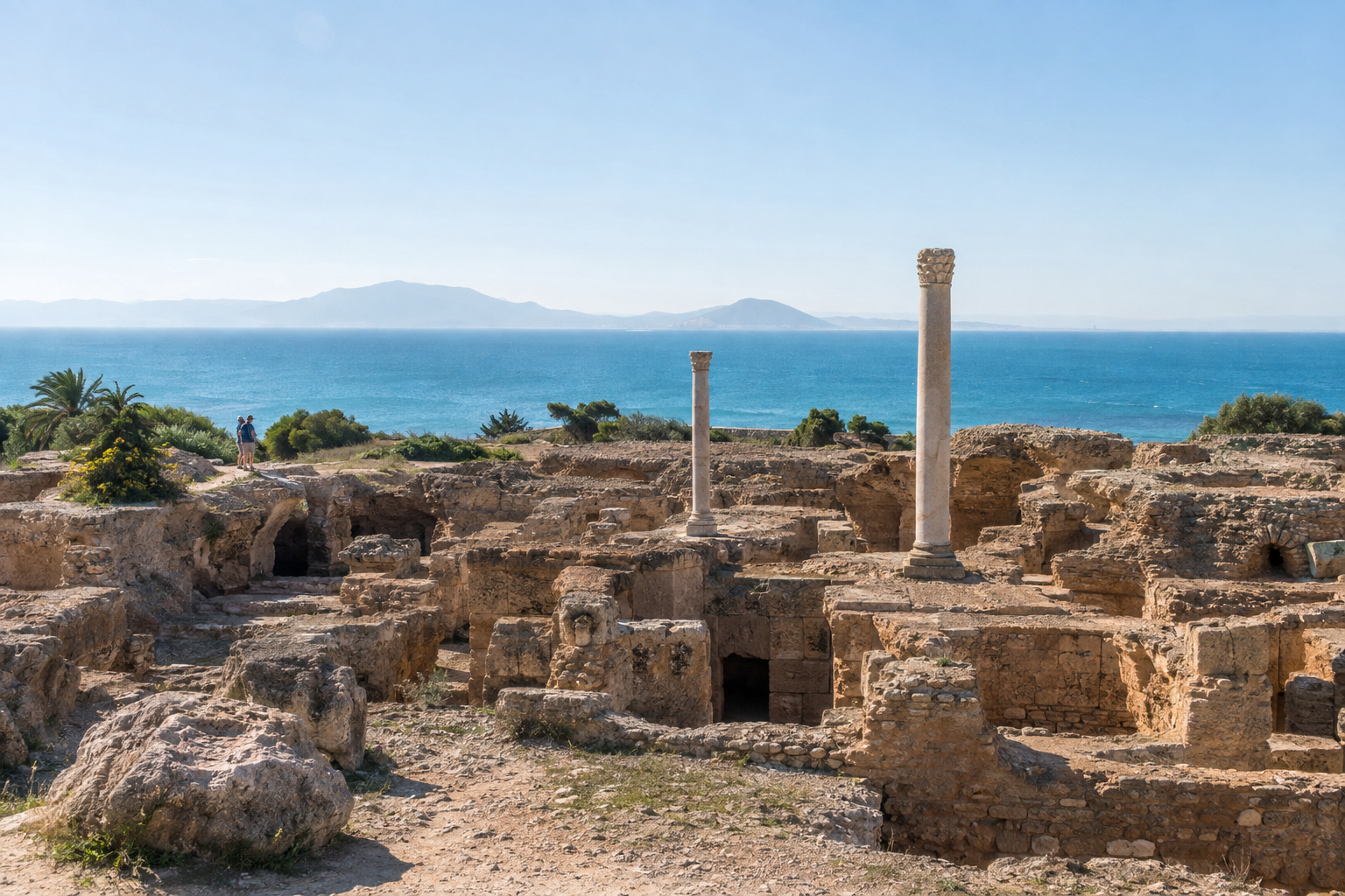 The ruins of Carthage above the Gulf of Tunis