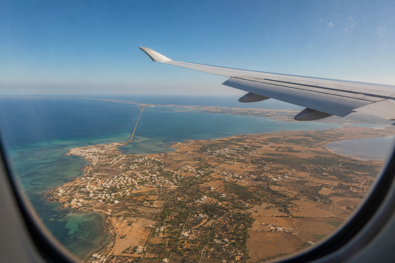 Leaving Tunisia by air over the coast
