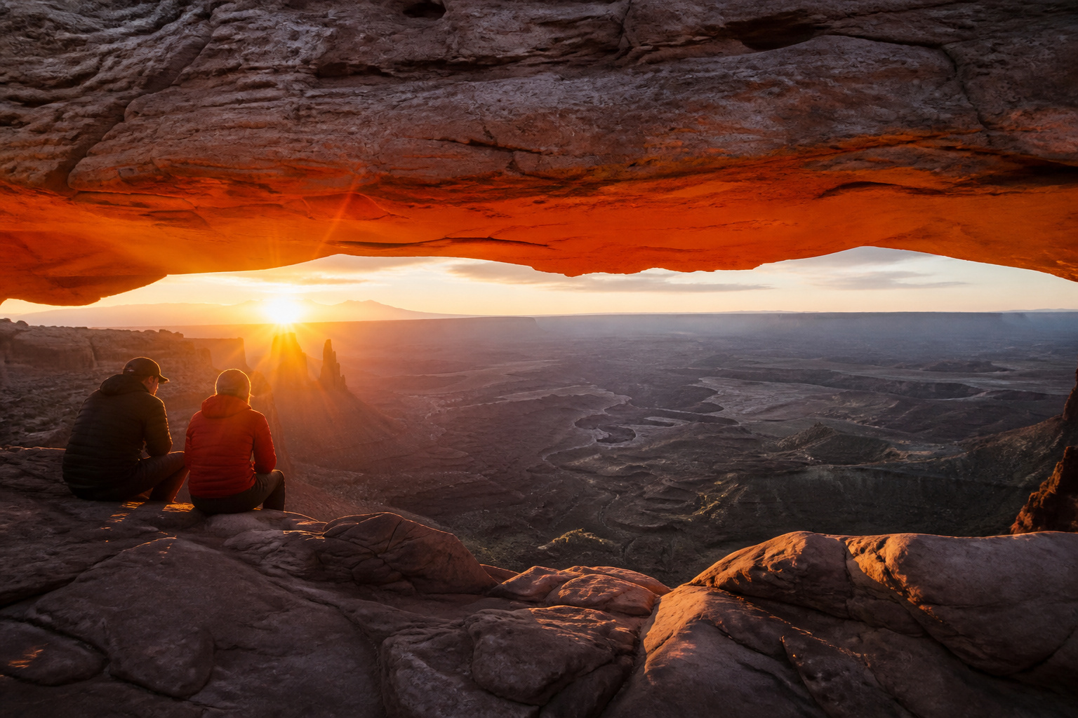 Mesa Arch sunrise · Dead Horse Point · departure