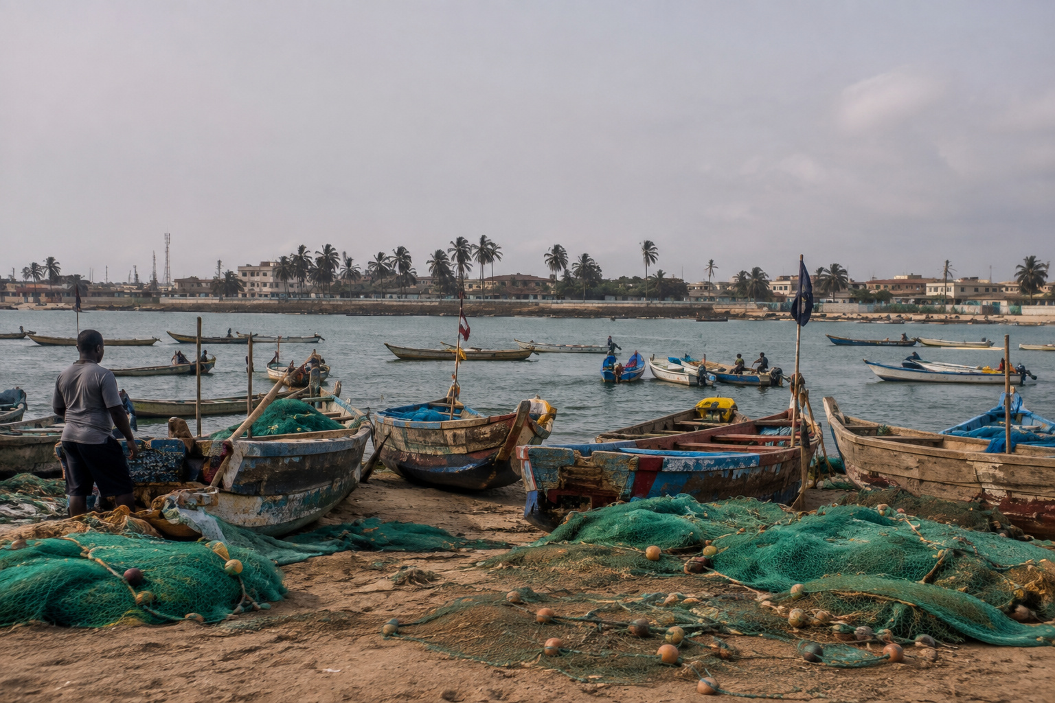 Fishing boats in the harbour at Lomé